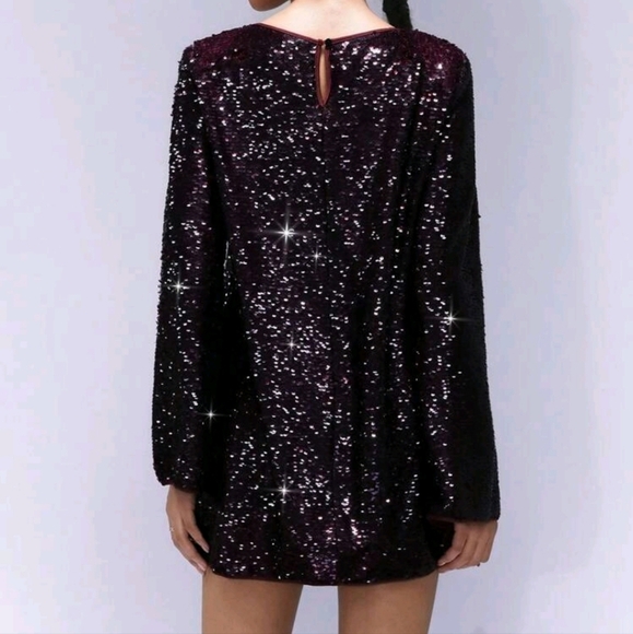 Women's Elegant & Chic Beaded Waist Decor Long Sleeve Dress - Picture 4 of 4